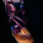 A yellow snake with spider