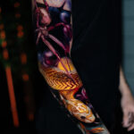 A yellow snake with spider