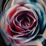 A blue snake sleeve with roses