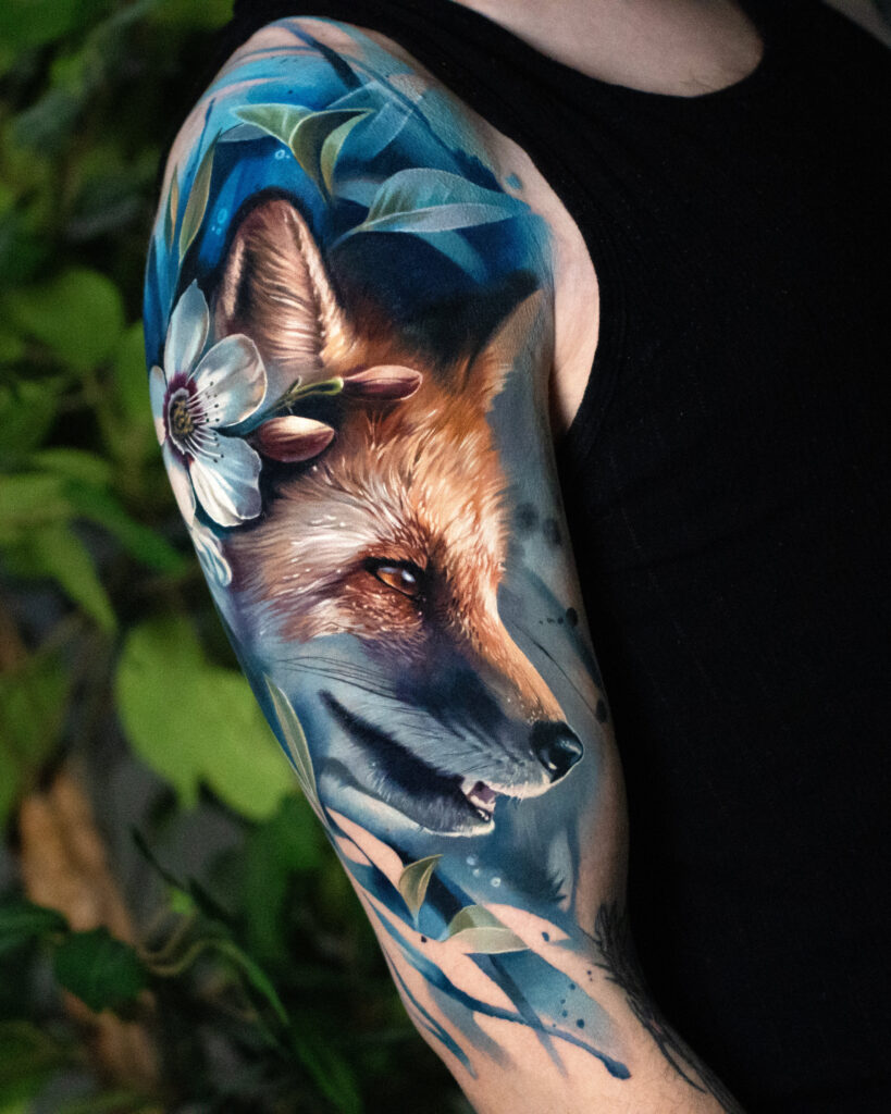 A fox in flowers