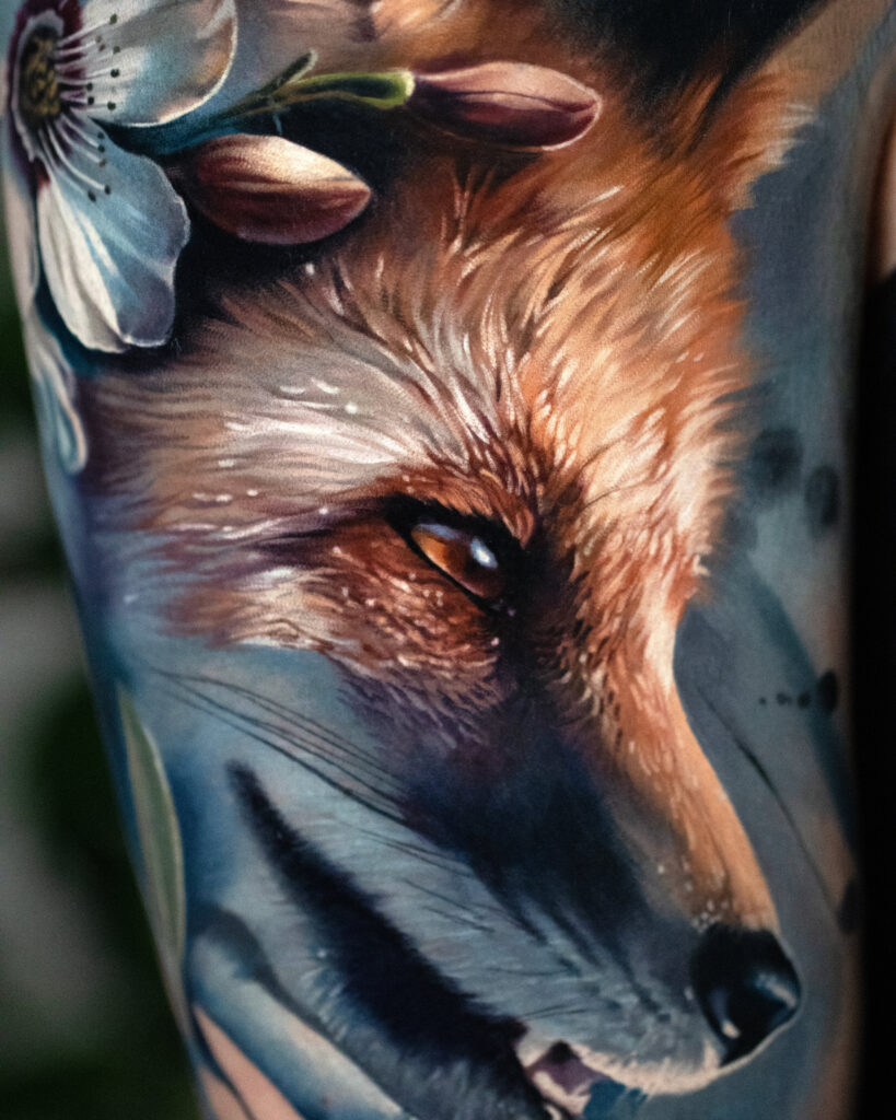 A fox in flowers
