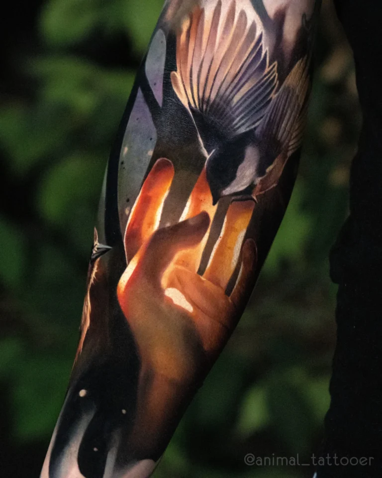 a bird on the hand
