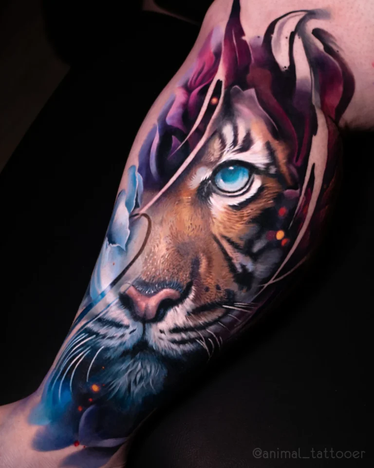 tiger in flowers