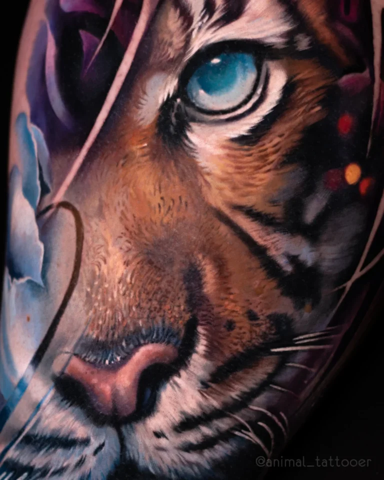 tiger in flowers