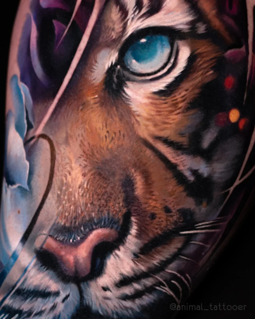 tiger in flowers