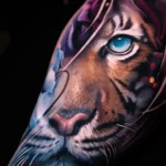 tiger in flowers