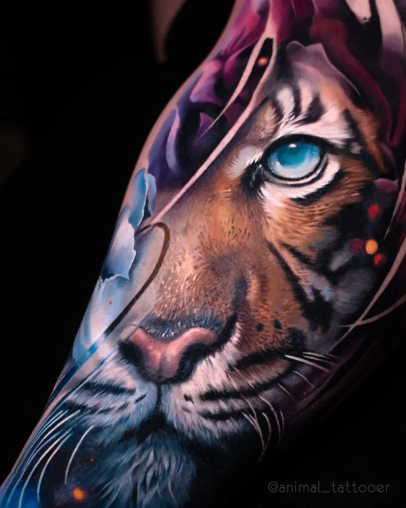 tiger in flowers
