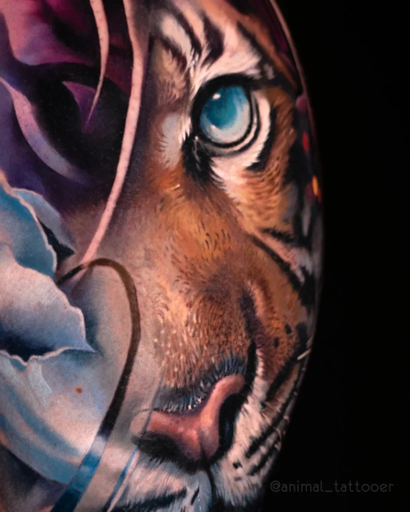tiger in flowers
