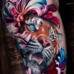 Tiger in flowers