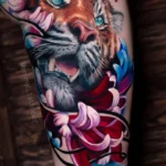 Tiger in flowers