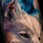 white Samoyed dog in cosmos