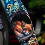 a sleeping fox