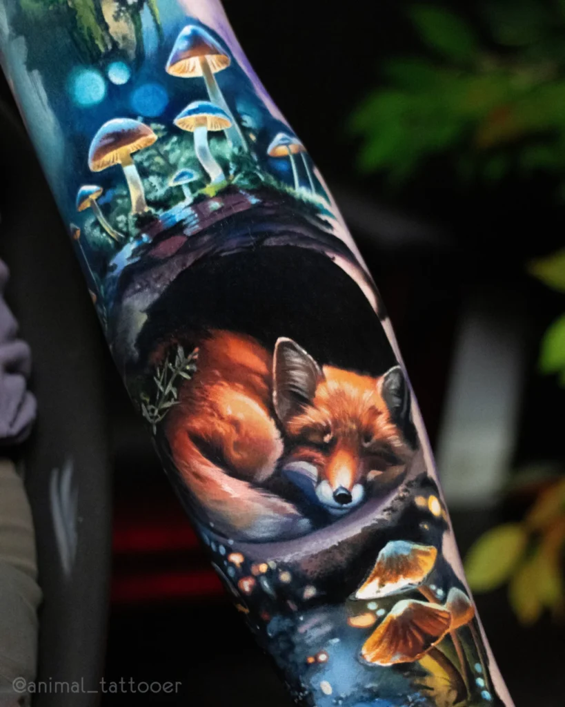 a sleeping fox