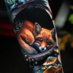 a sleeping fox