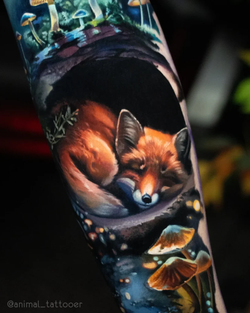 a sleeping fox