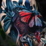 A tiger with the red butterfly