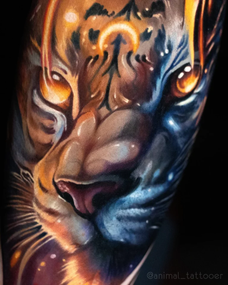 the magical tiger with flames