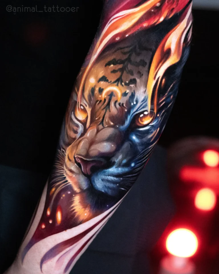 the magical tiger with flames