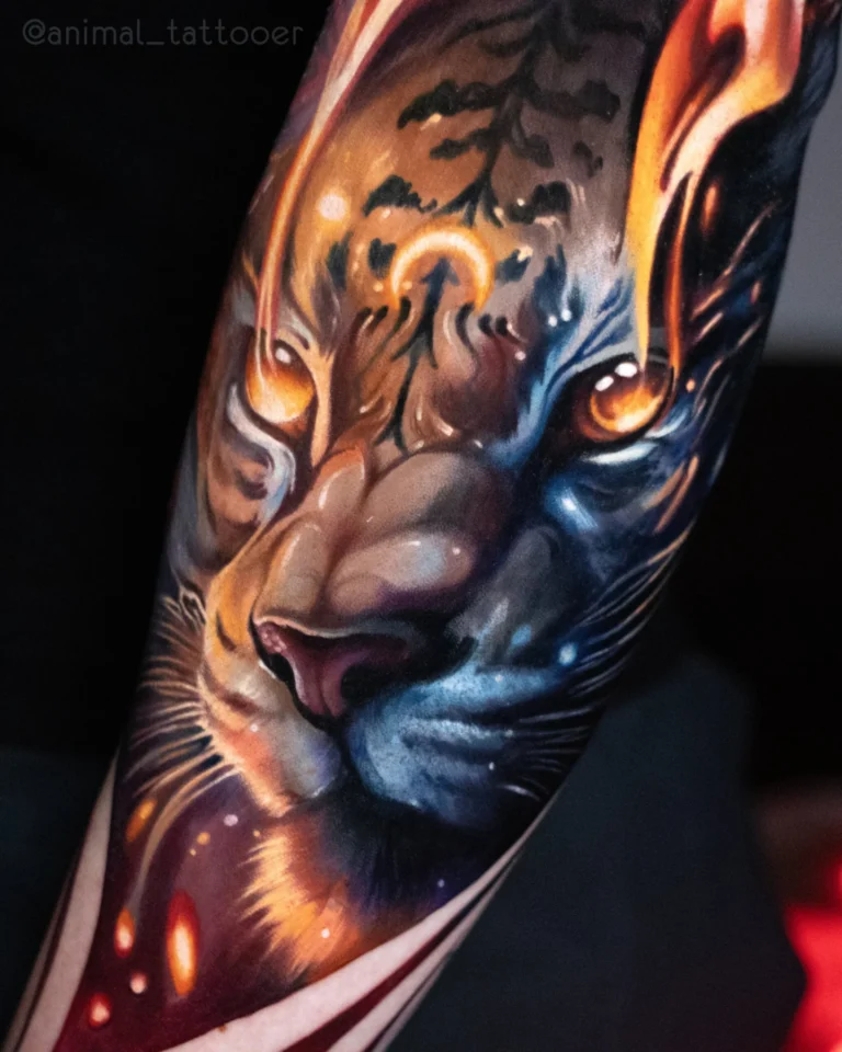 the magical tiger with flames