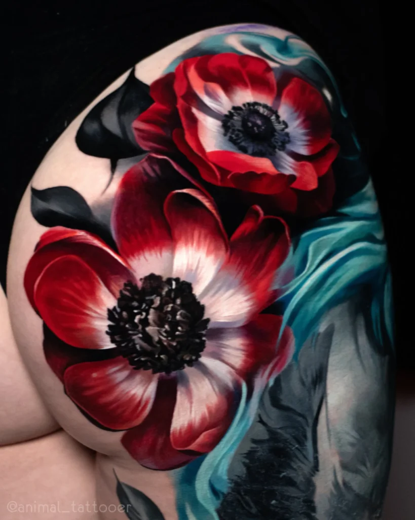Poppies with the radiant animal