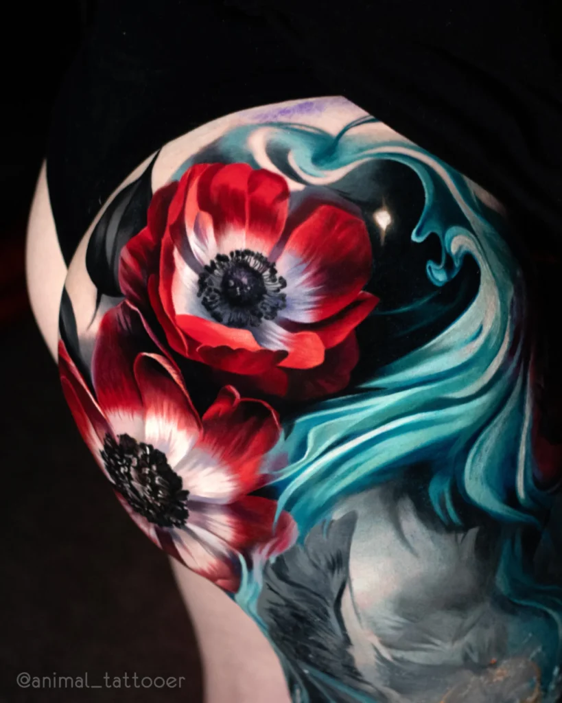 Poppies with the radiant animal