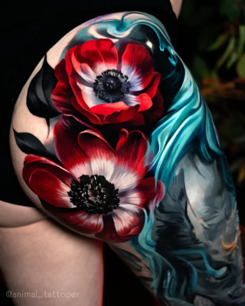 Poppies with the radiant animal